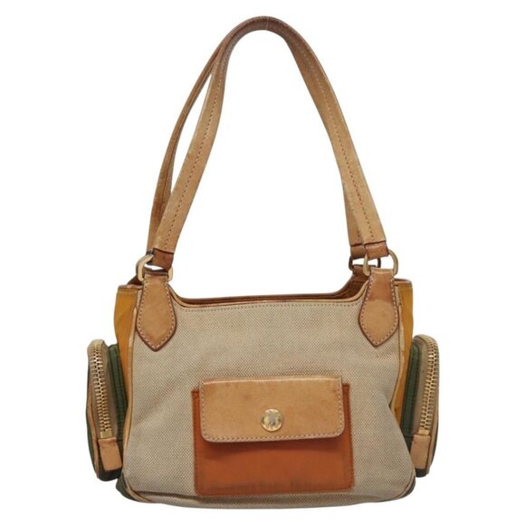 PRADA Hand Bag Canvas Beige Gold Auth EC435 - Picture 3 of 16